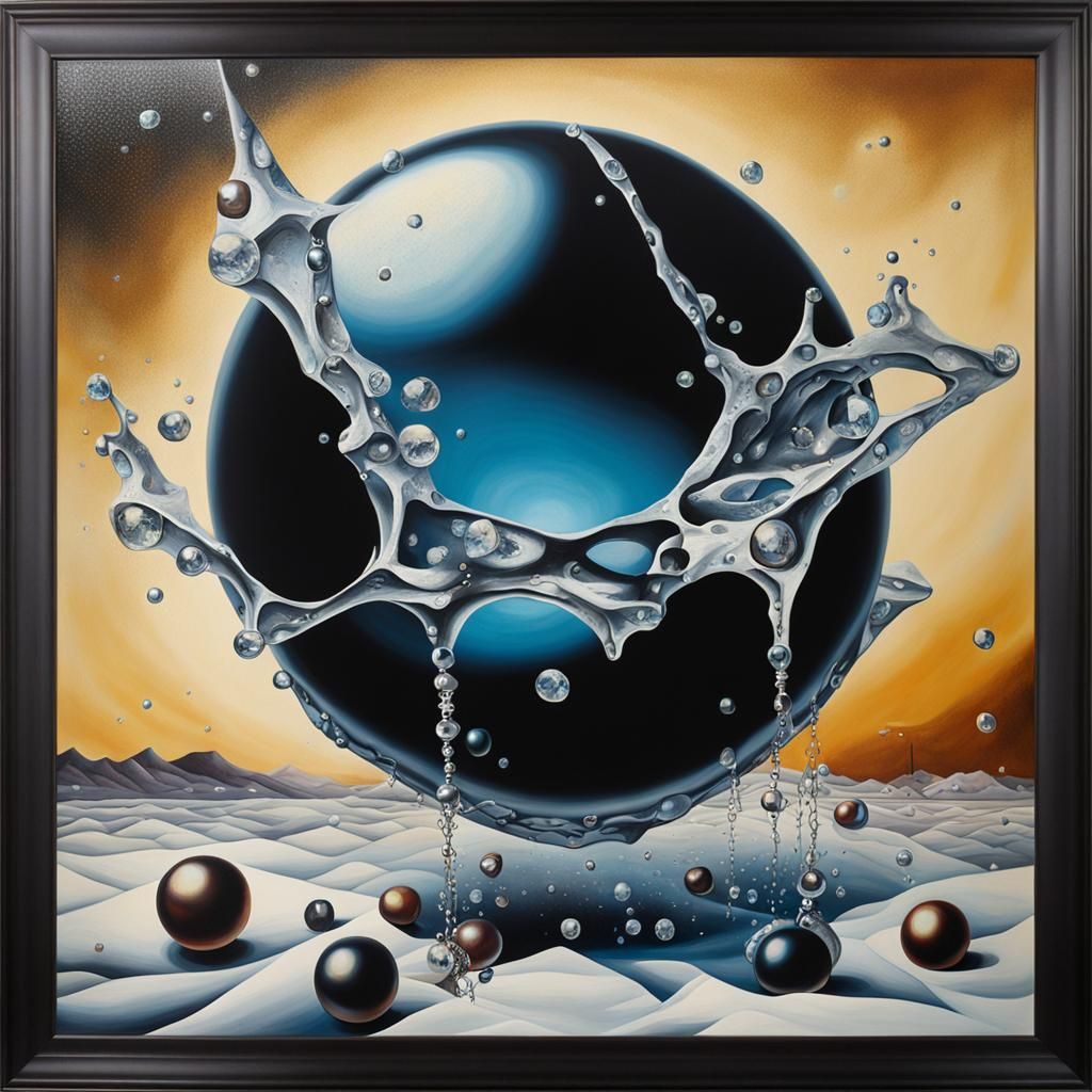 Abstract Cracked Pearls and Diamonds Surrealist Painting