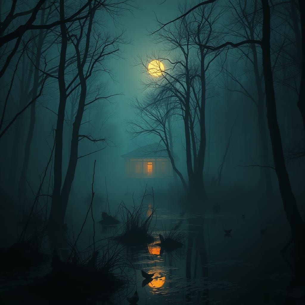 Mystical Swamp House in Hyperrealistic Style