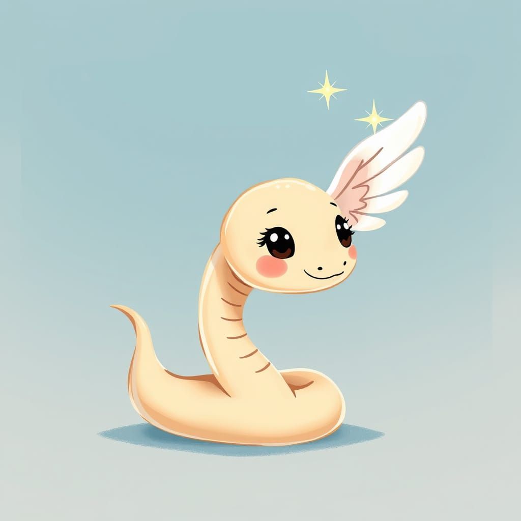 Whimsical Pastel Snake with Angel Wings