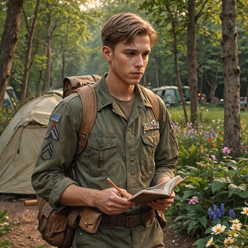 American Soldier Leaving Camp, Digital Painting