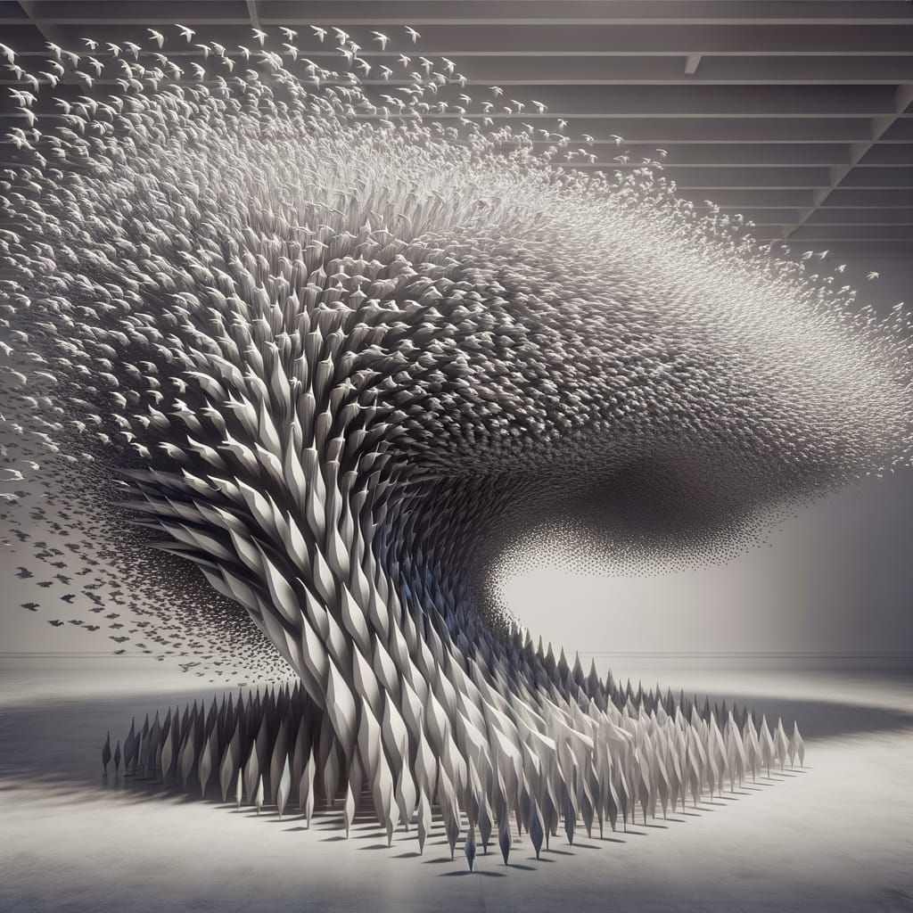 Surreal Murmuration: An Optical Illusion in Minimalist Style