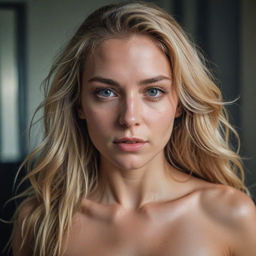 Stunning Blonde Beauty in Cinematic Film Still