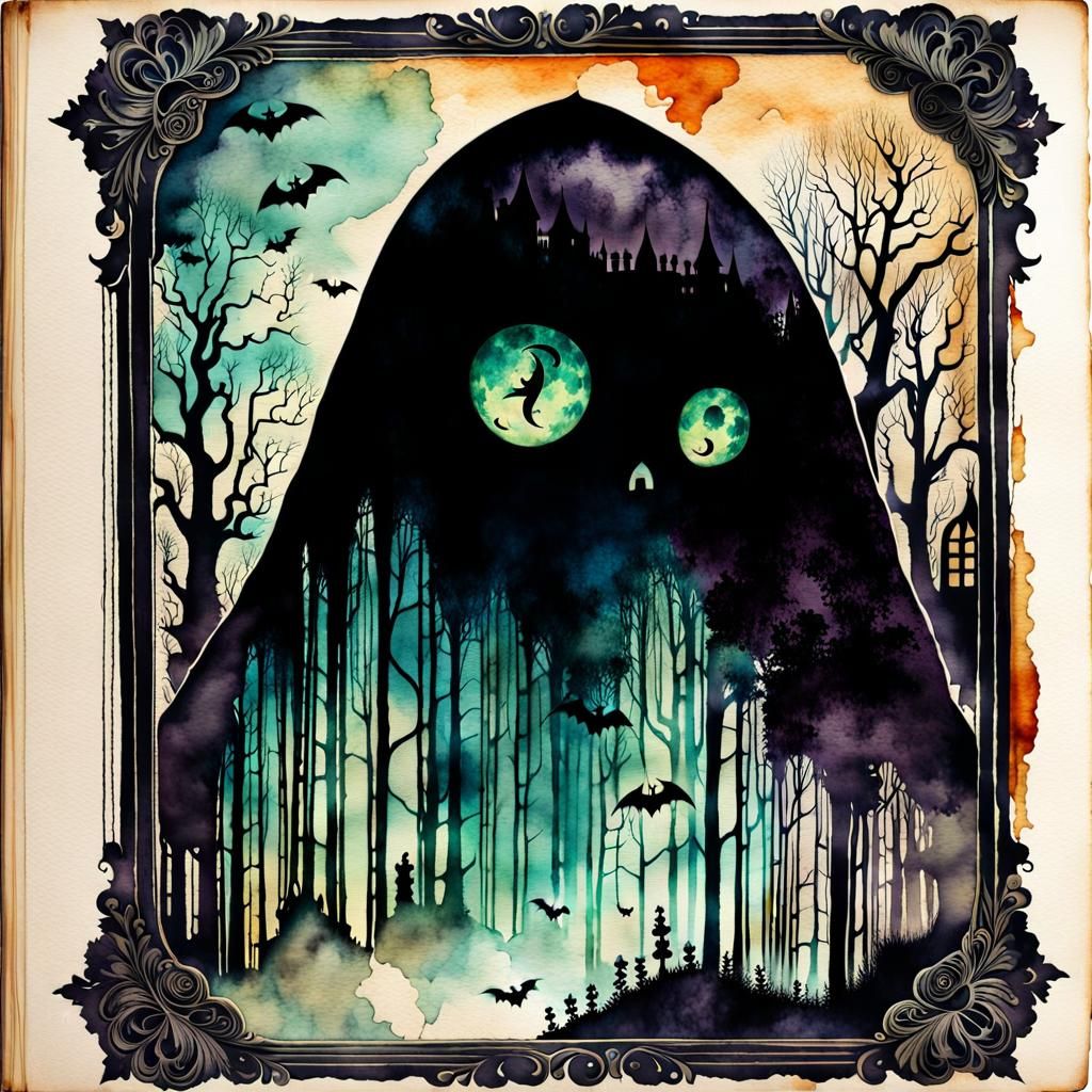 Ethereal Cute Eyes in Vintage Gothic Style