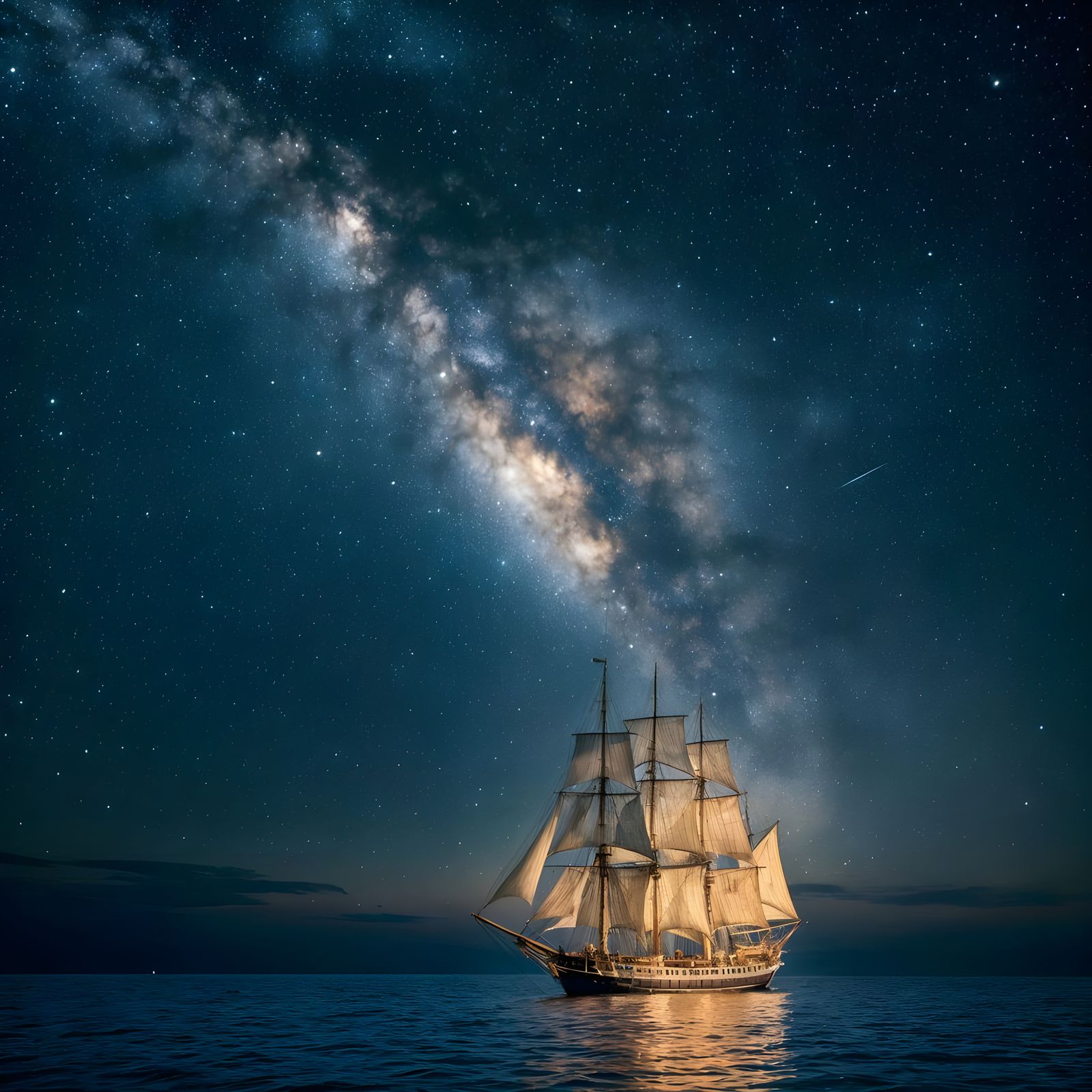 Majestic Milky Way Over Calm Seas