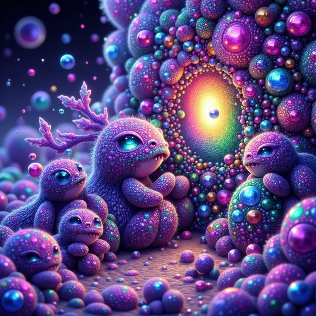 Friendly Fuzzy Microbes Paint Mural on Giant Cell Wall