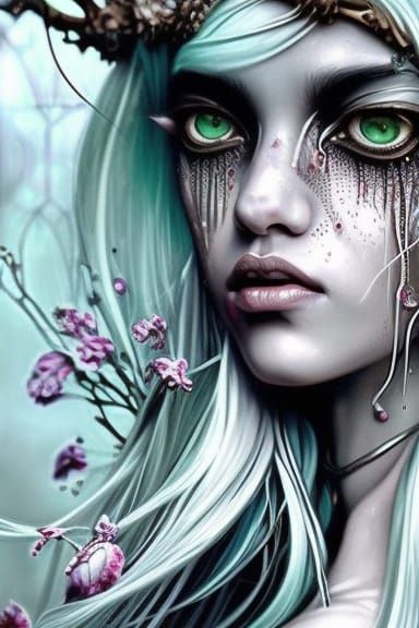 Stunning Elf Girl Portrait with Silver Hair