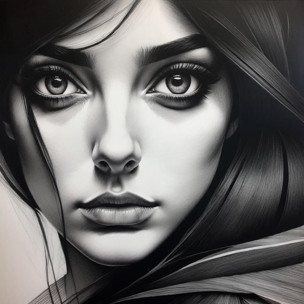 Black & White Portrait in Charcoal