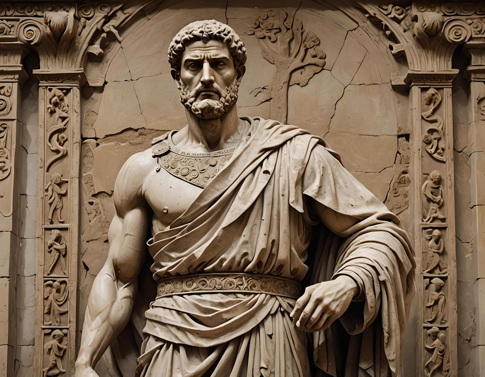 Stoic Male Figure from Ancient Times: High-Resolution Image