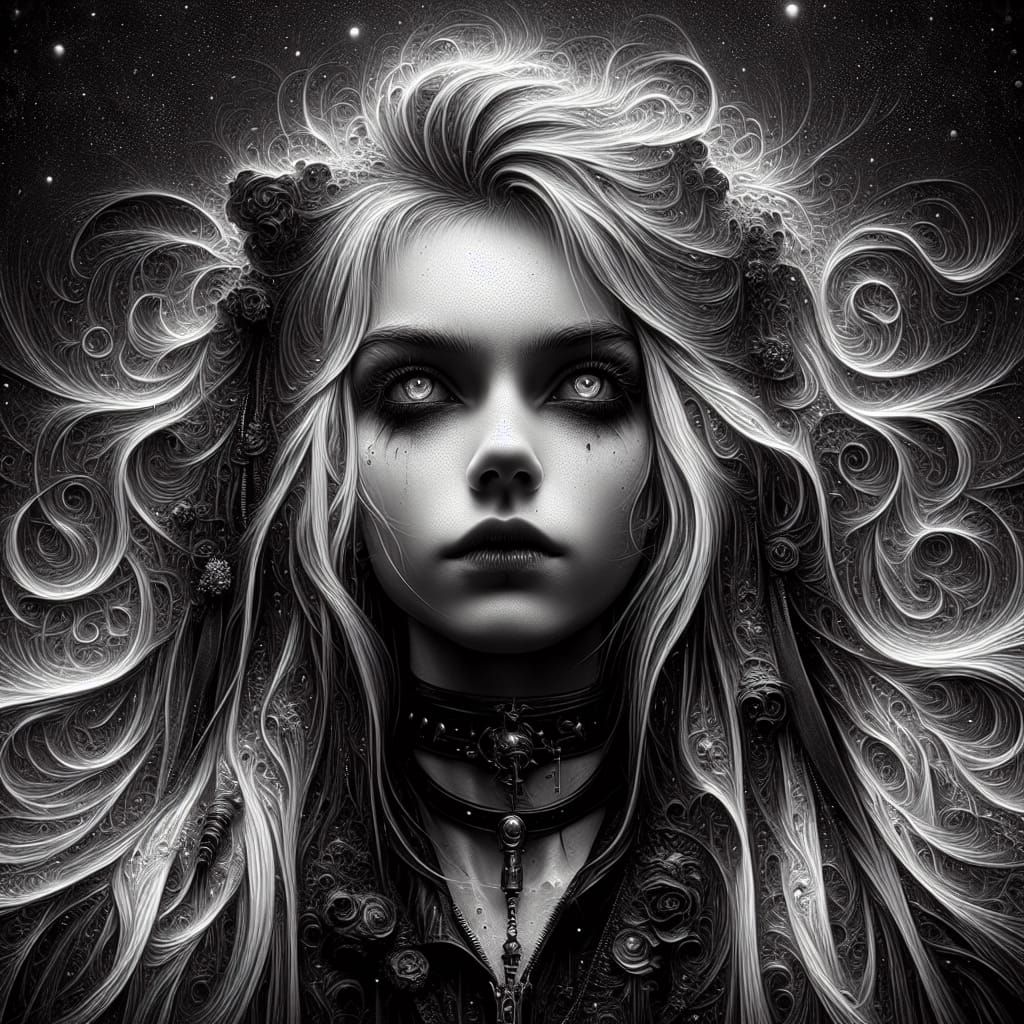 Monochrome Gothic Portrait of a Metal Singer