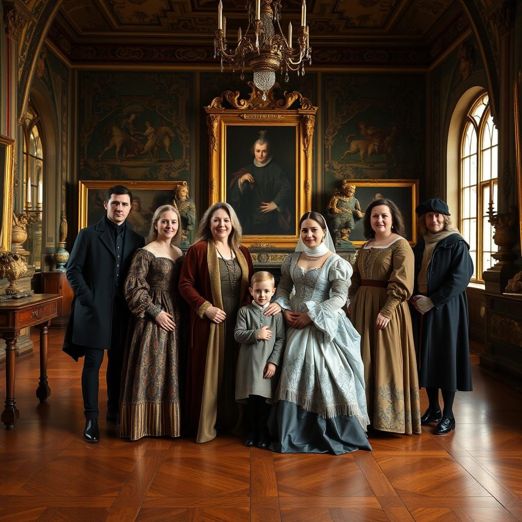 Flemish Aristocrats in Luxurious 17th Century Belgian Mansio...