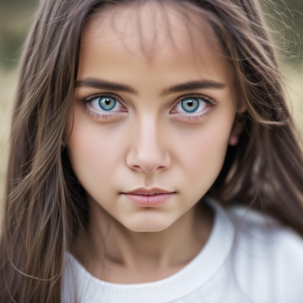 Young Woman with White Hair and Eyes