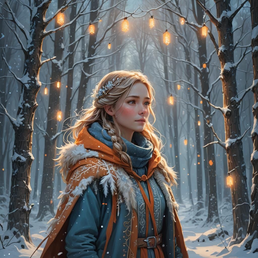 Whimsical Winter Forest Fantasy Concept Art