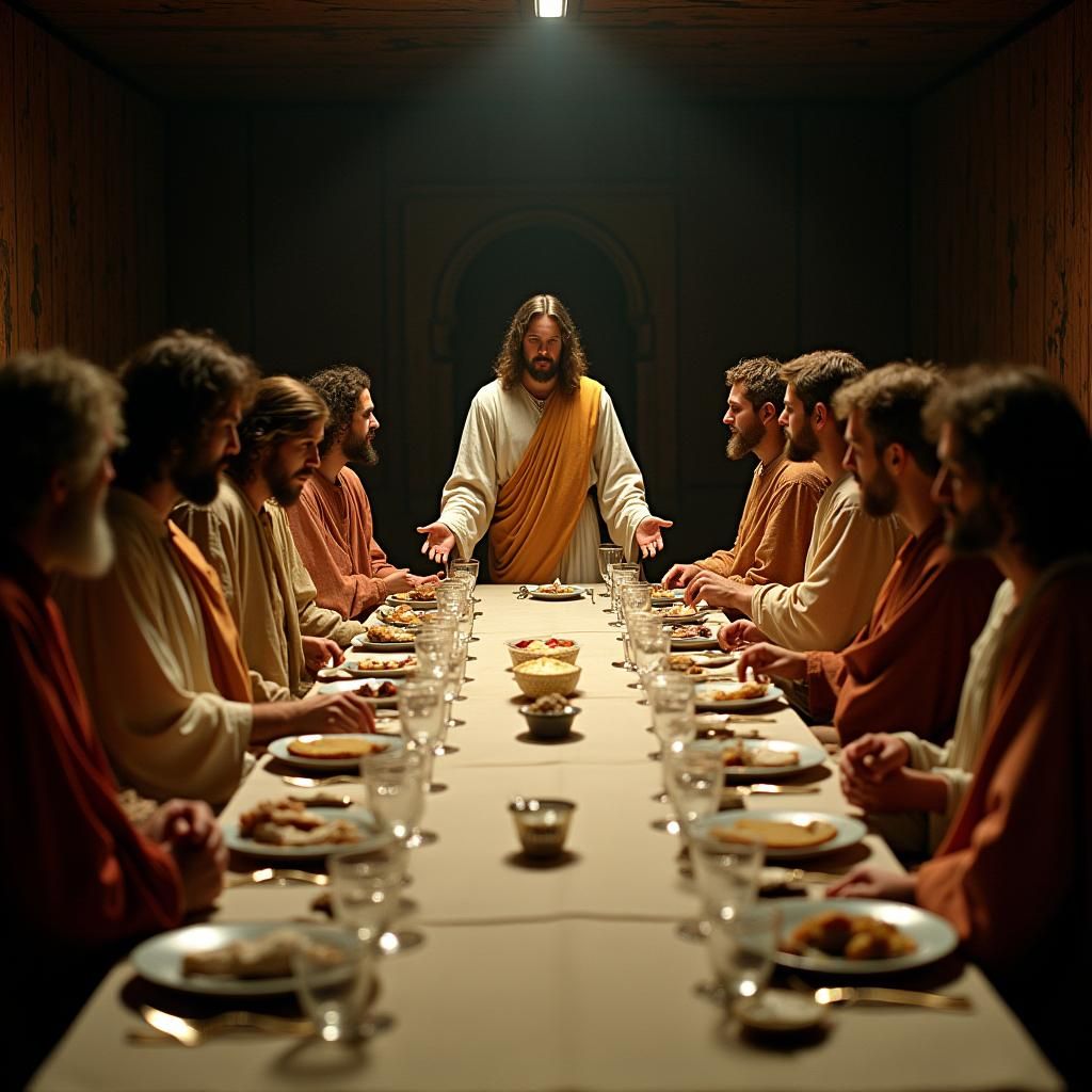 Dramatic Last Supper Reimagining in Cinematic Style