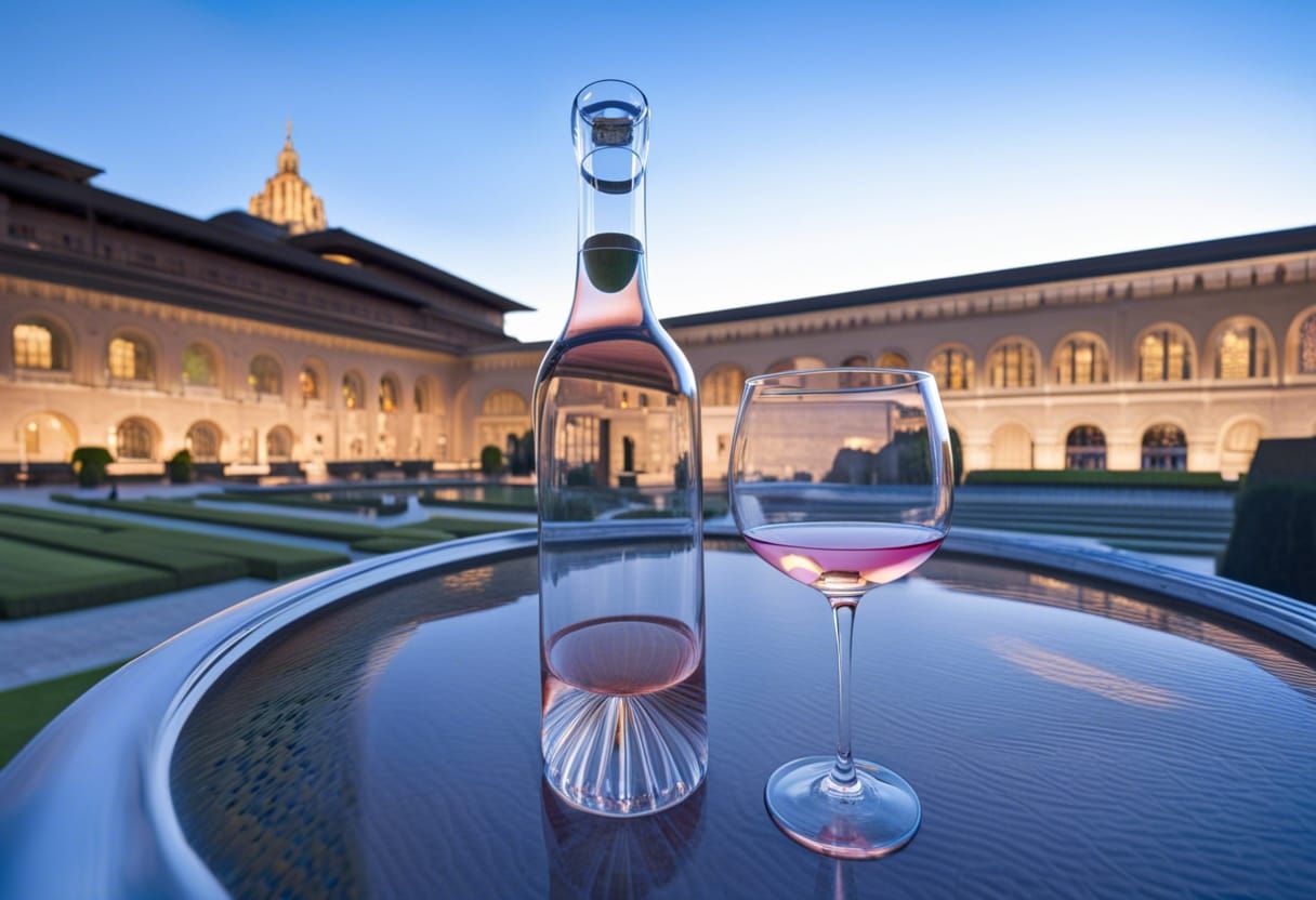 Rosé Wine Bottle Fills Glass: Golden Ratio
