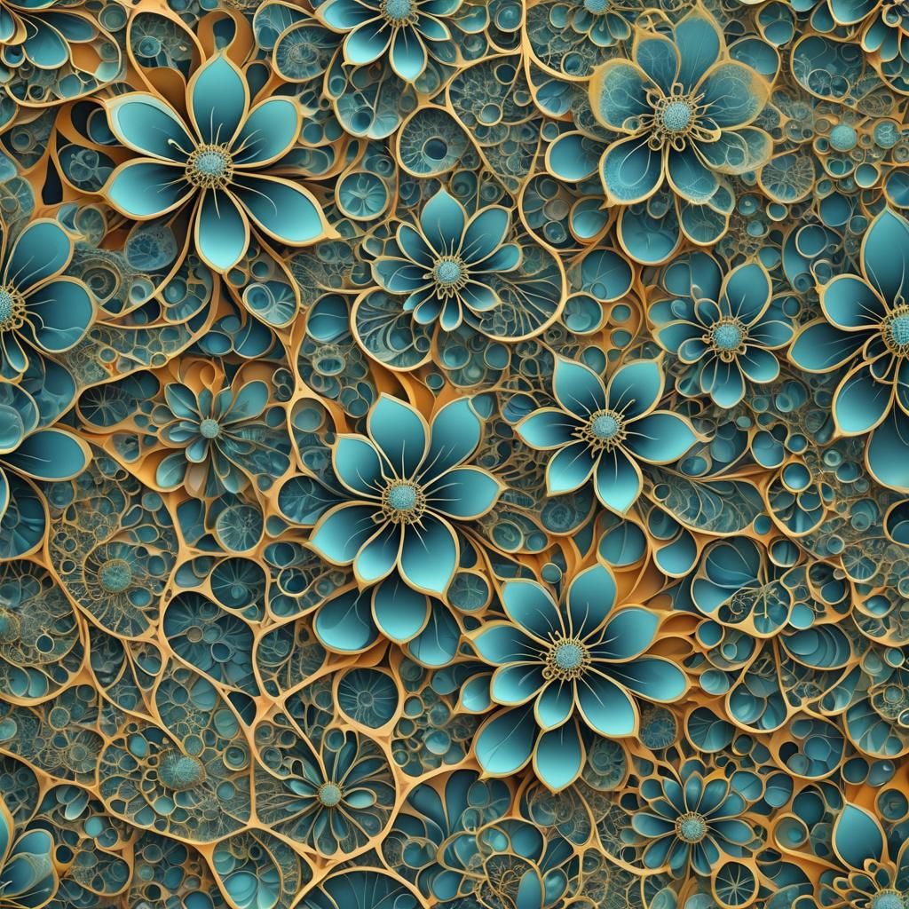 Intricate Atlantean Flowers in Organic Abstract Art