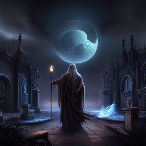 Necromancer Summons the Dead: Dark Fantasy Art