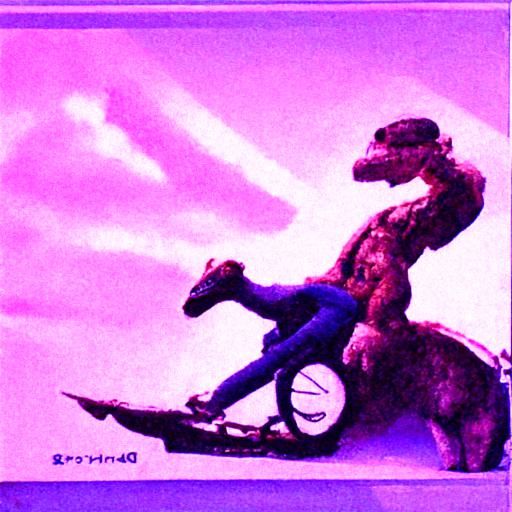 Man Rides Dinosaur: AI-Generated Image