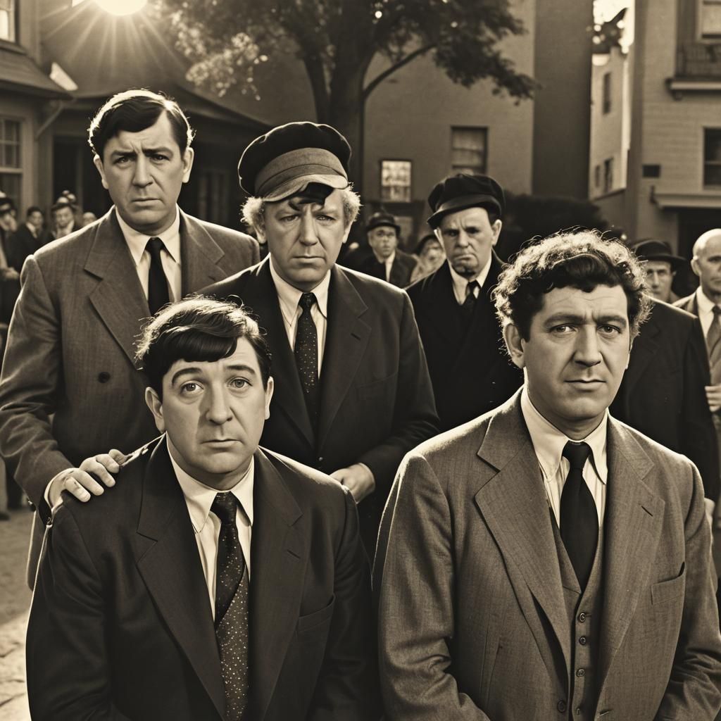 Three Comedians in Golden Hour, Classic Hollywood Style