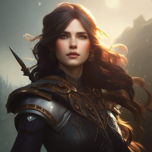 Noble Elf Portrait in Art Nouveau Style