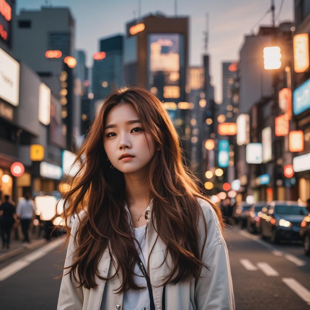 Hyper-Realistic K-Pop Idol Portrait in Tokyo