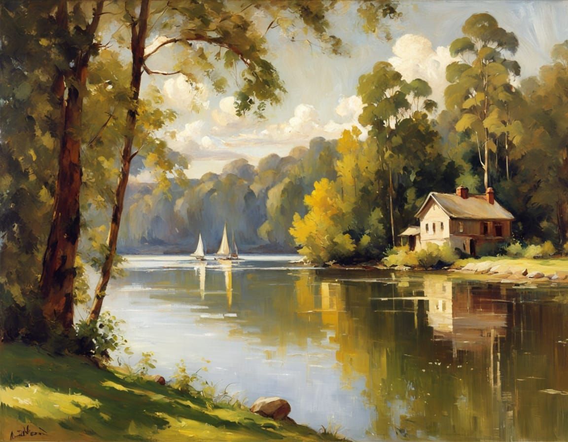 Sunny Family Scene in Impressionist Style