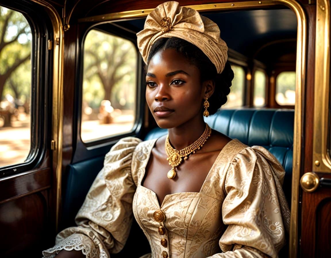 African Princess in Vintage Carriage