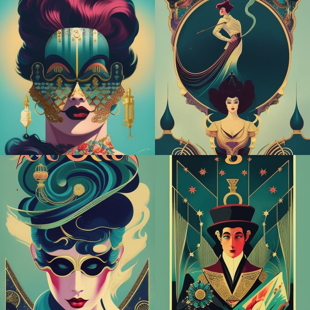 Magician Bunny in Vintage Circus Poster Art