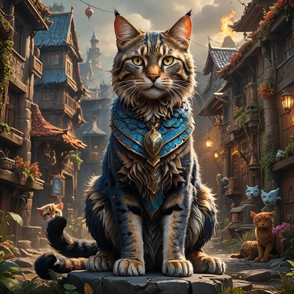 Protective Cat: Detailed Fantasy Concept Art