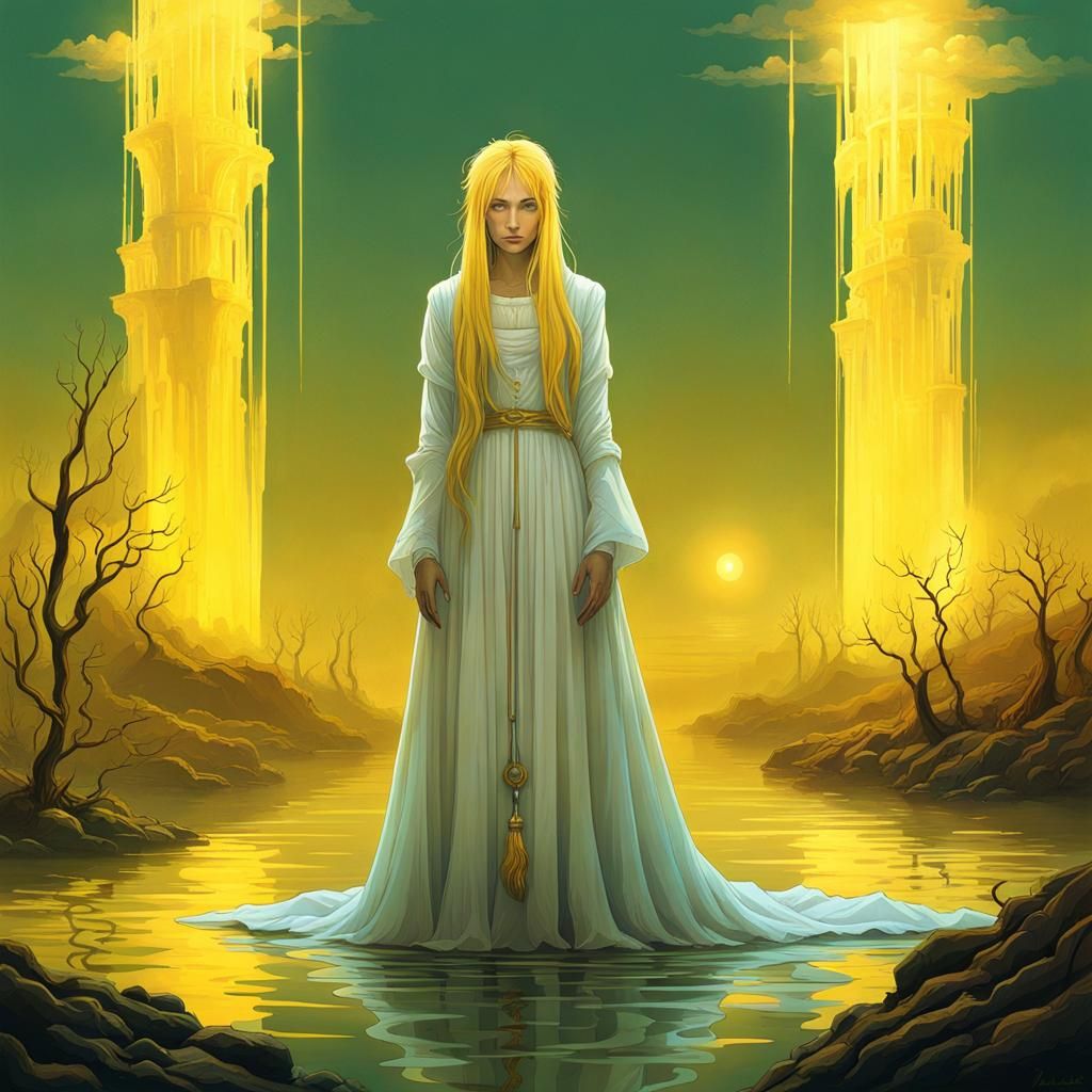 Lady of the Lake in Synthwave Style