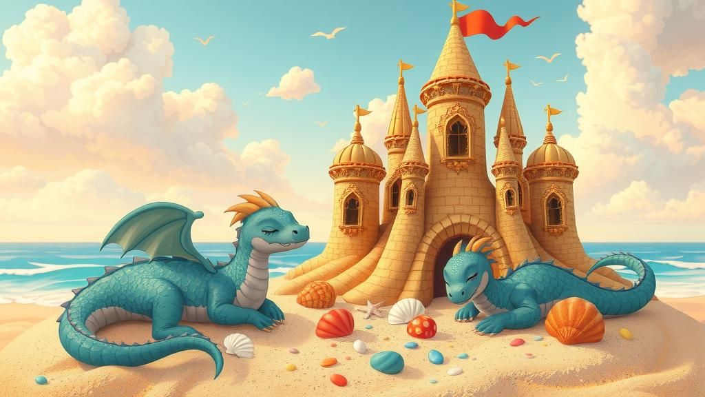 Dragons Lounging by Intricate Sandcastles
