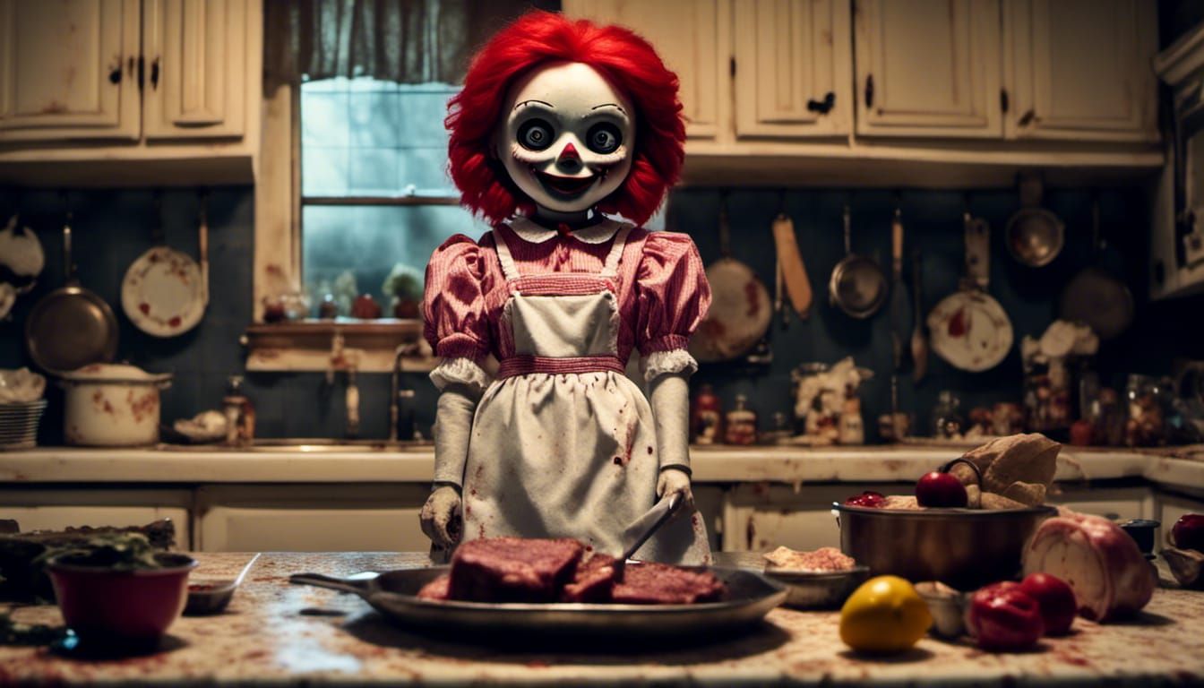 Evil Raggedy Ann Doll with Meat Cleaver