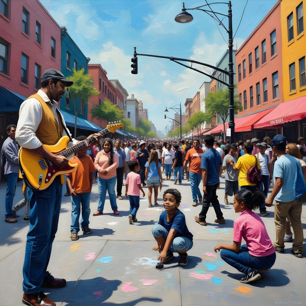Vibrant City Life: Protest, Music, and Chalk Art