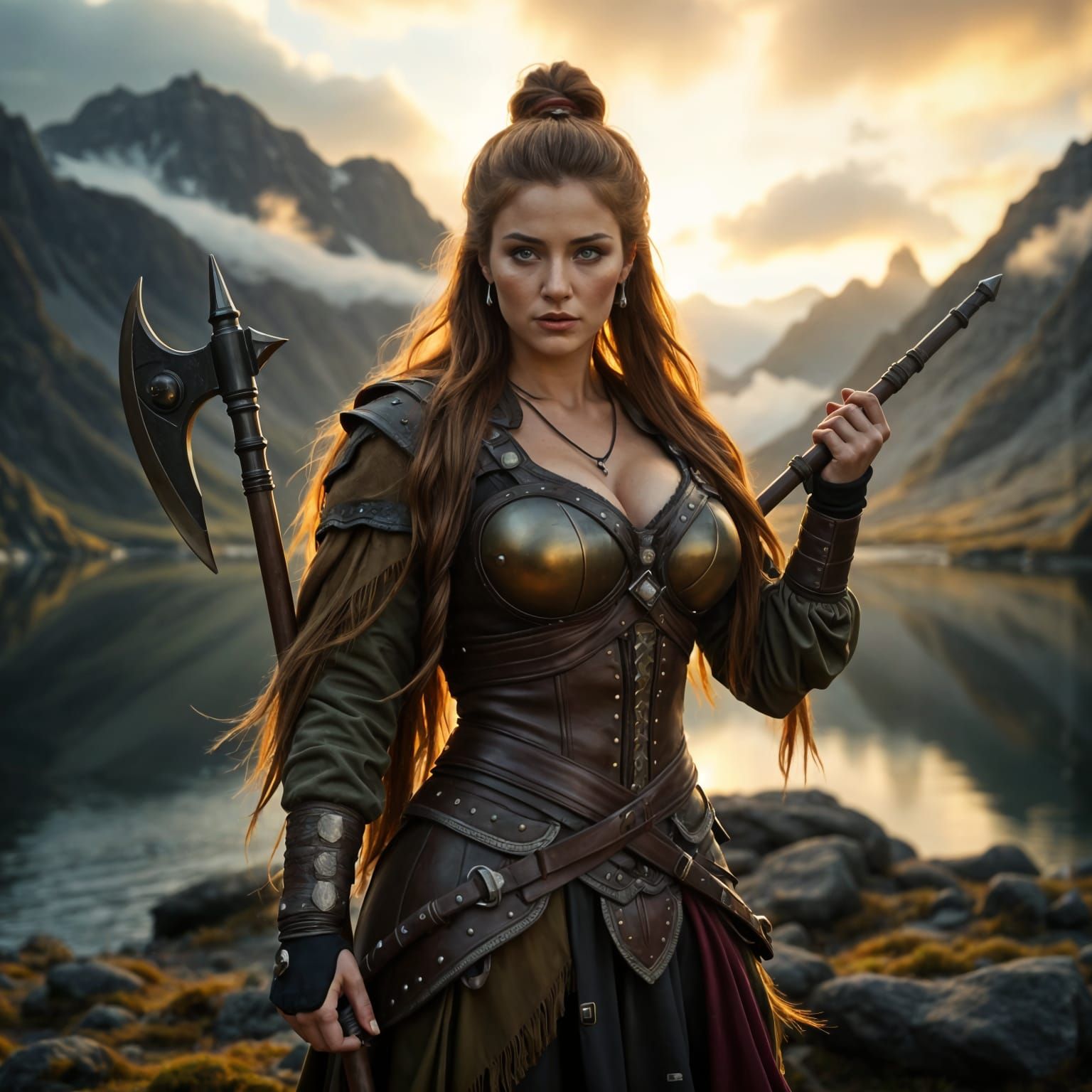 Epic Viking Warrior Woman in Cinematic Hyper Realism