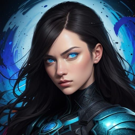 Young Girl Portrait in Vibrant Splash Art Style