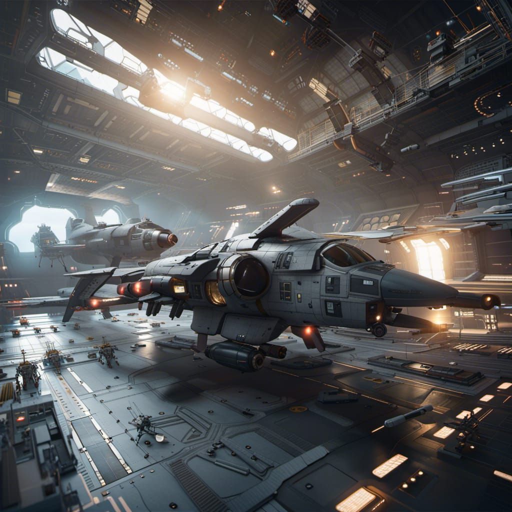 Spaceship Gunships Launching: 3D Cinematic Render