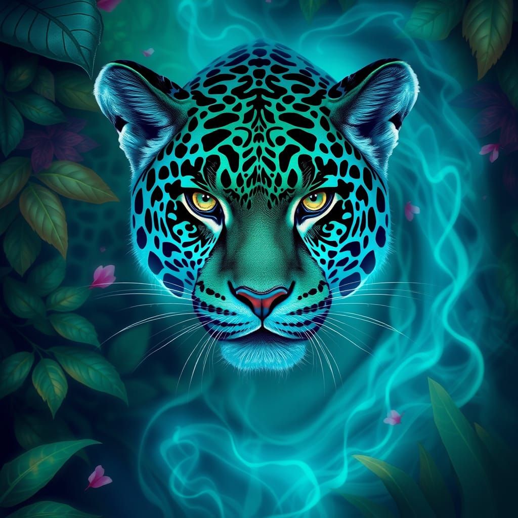 Mystical Emerald Jaguar in Dreamlike Jungle