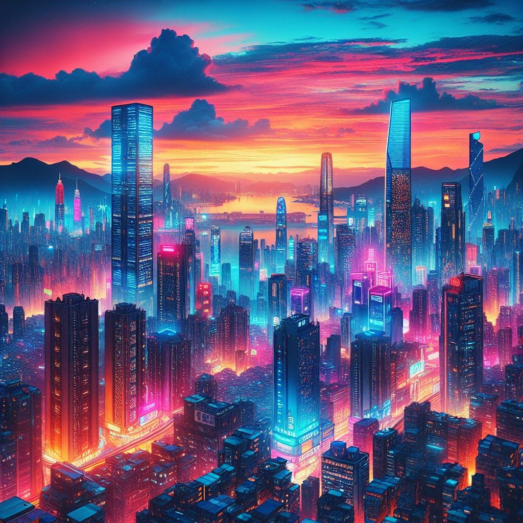 An Urban Development in Neon