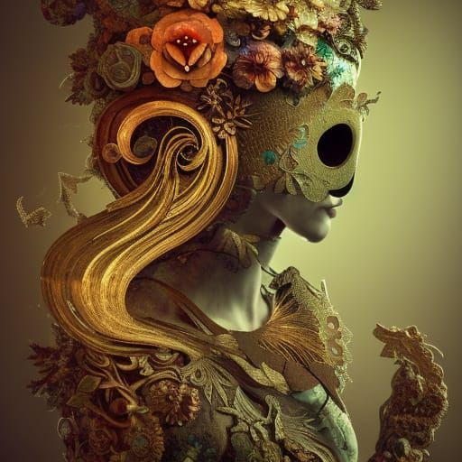 Elaborate Baroque Plague Doctor Collage Illustration