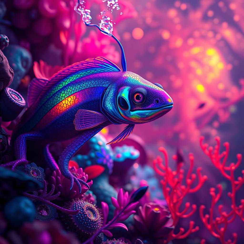 Surreal Underwater Realms in Vibrant Iridescent Hues