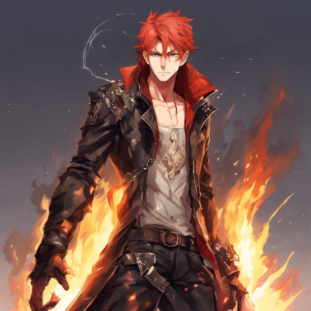 Anime Demon Hunter with Cybernetic Arm in Manga Style