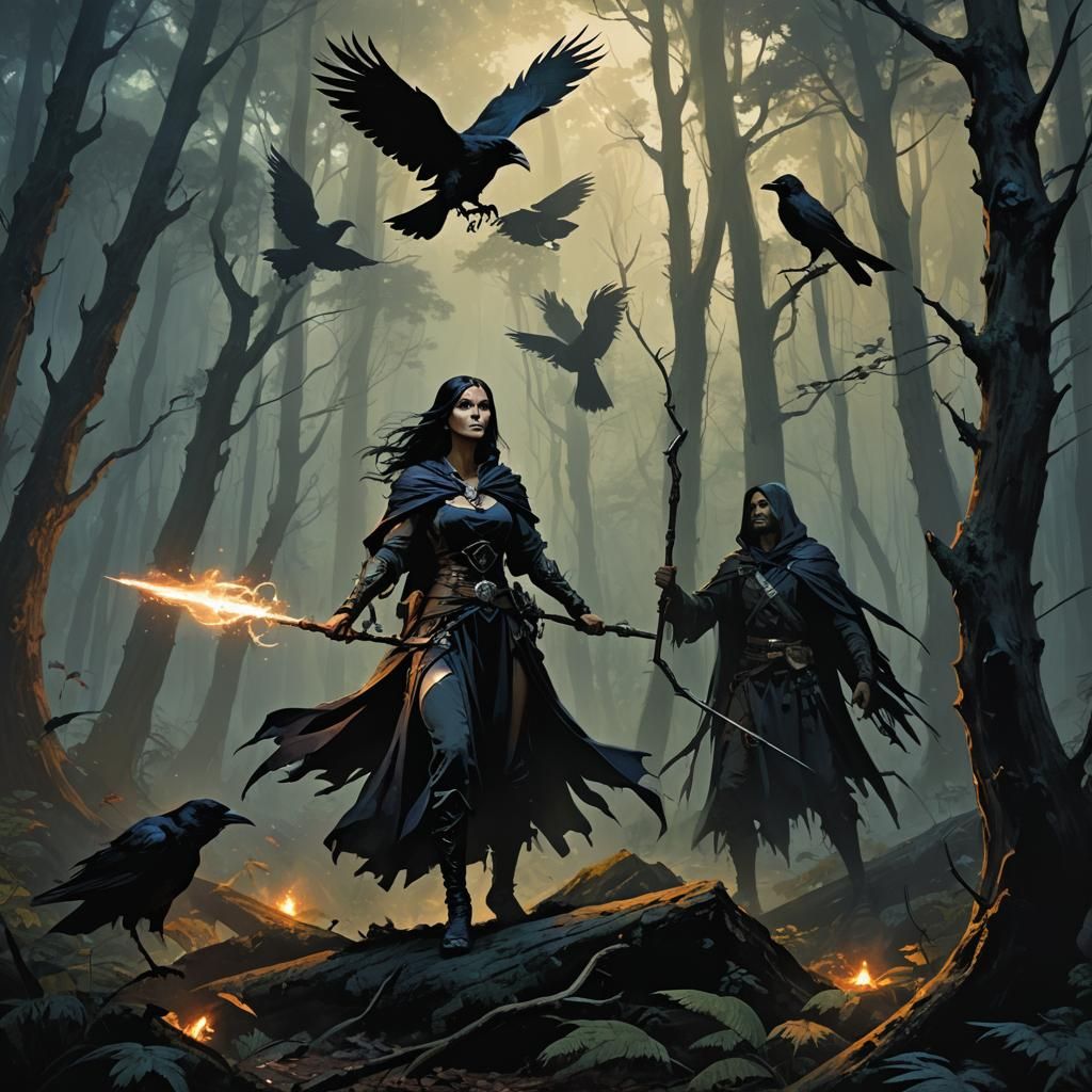 Mystical Sorceress Casting Spell in Dark Fantasy Art