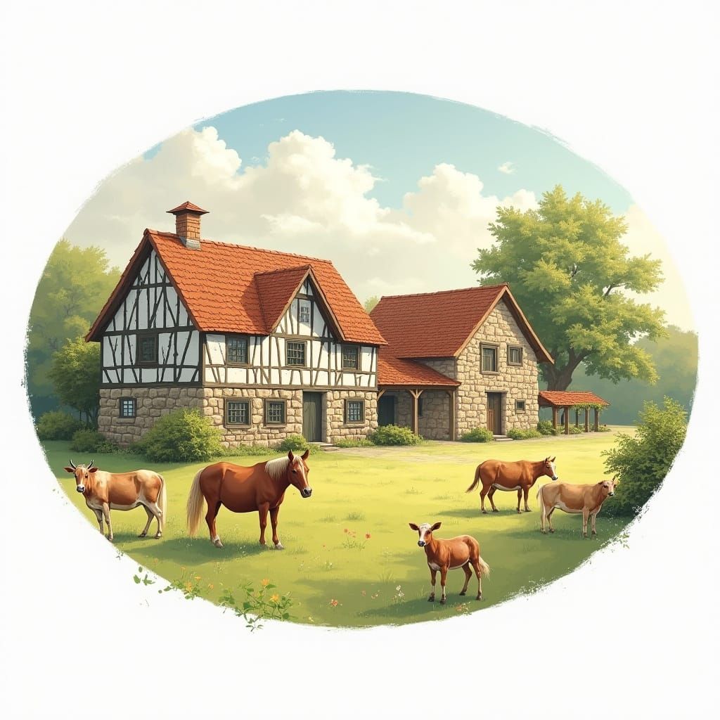 Idyllic Rural Scene in Soft Pastel Colors