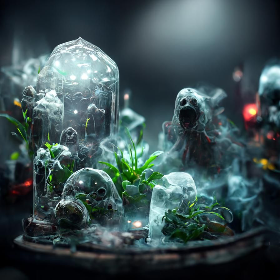 Creepy Soul Terrarium with Frozen Ghosts