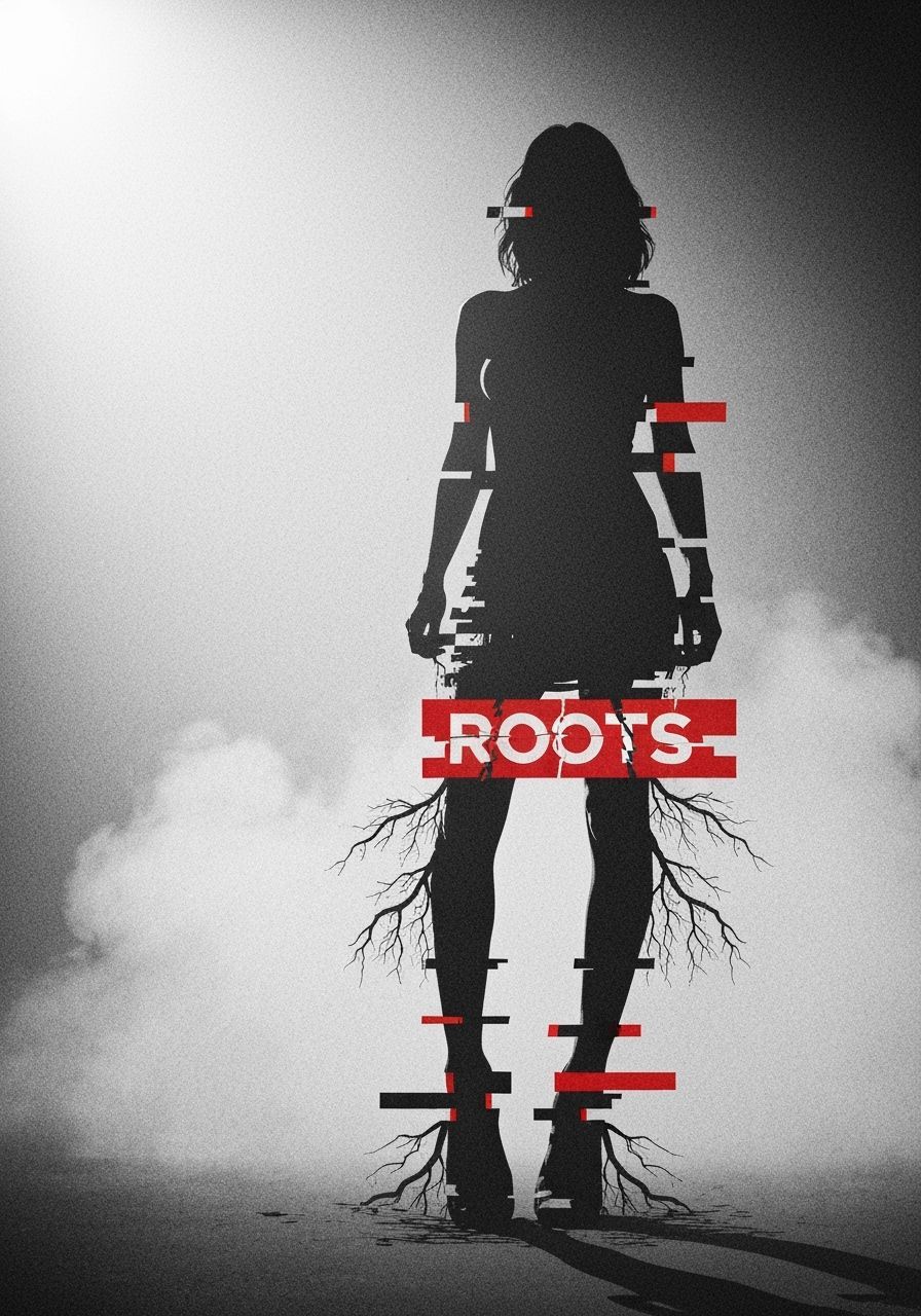 Glitch Art Poster: Woman's Silhouette on Socks