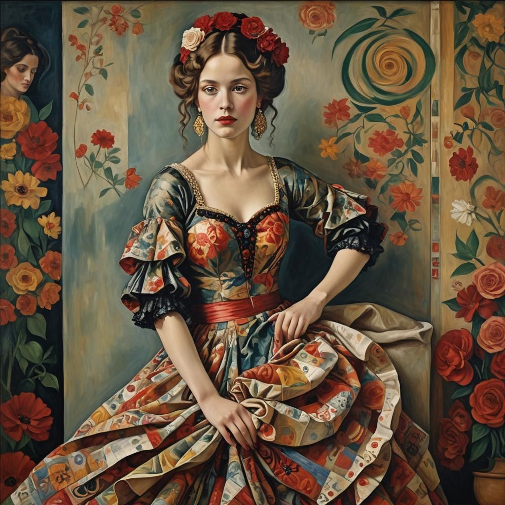 Flamenco Dancer Portrait Inspired by Classical Art