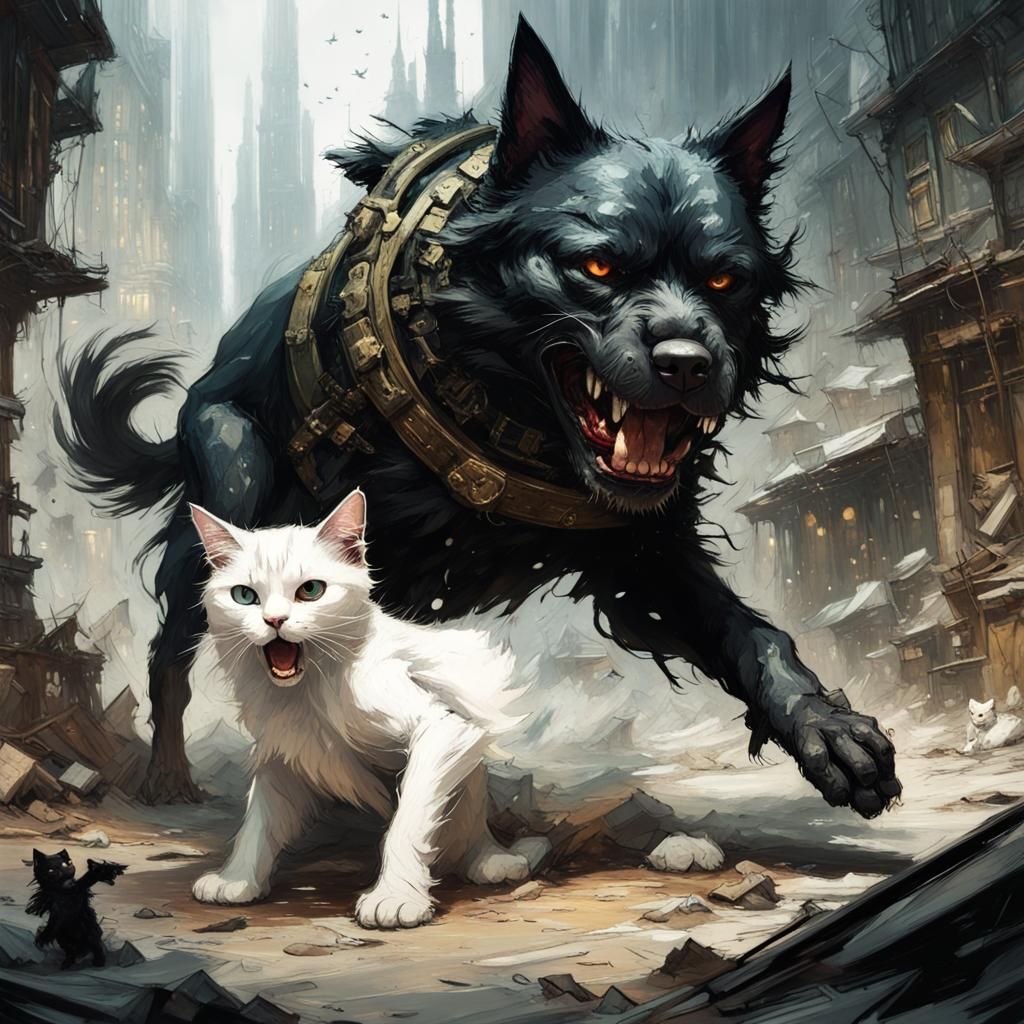 Black Dog vs White Cat: Borderland Fantasy Art