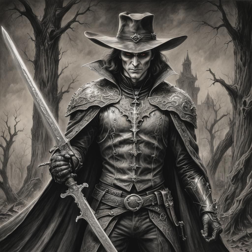 A vampire hunter who is armed with a silver sword