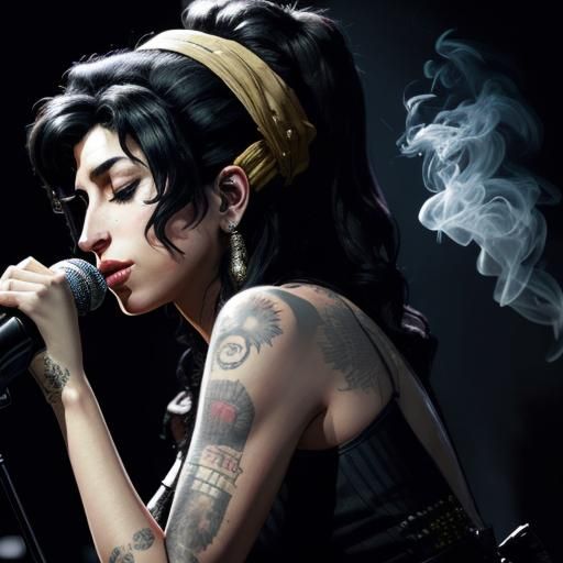 Detailed Portrait of Singer on Jazz Stage