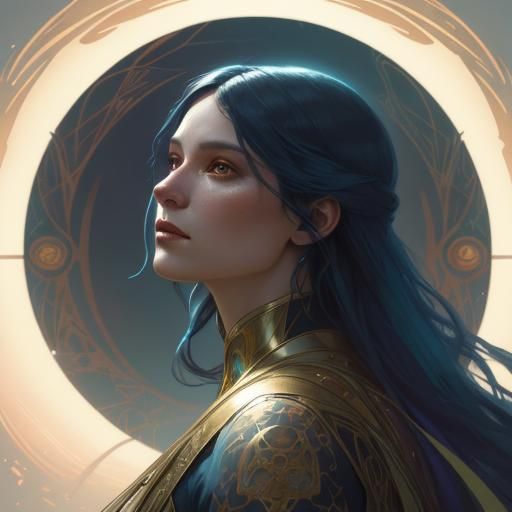 Ethereal Lightsider Portrait in Art Nouveau Style