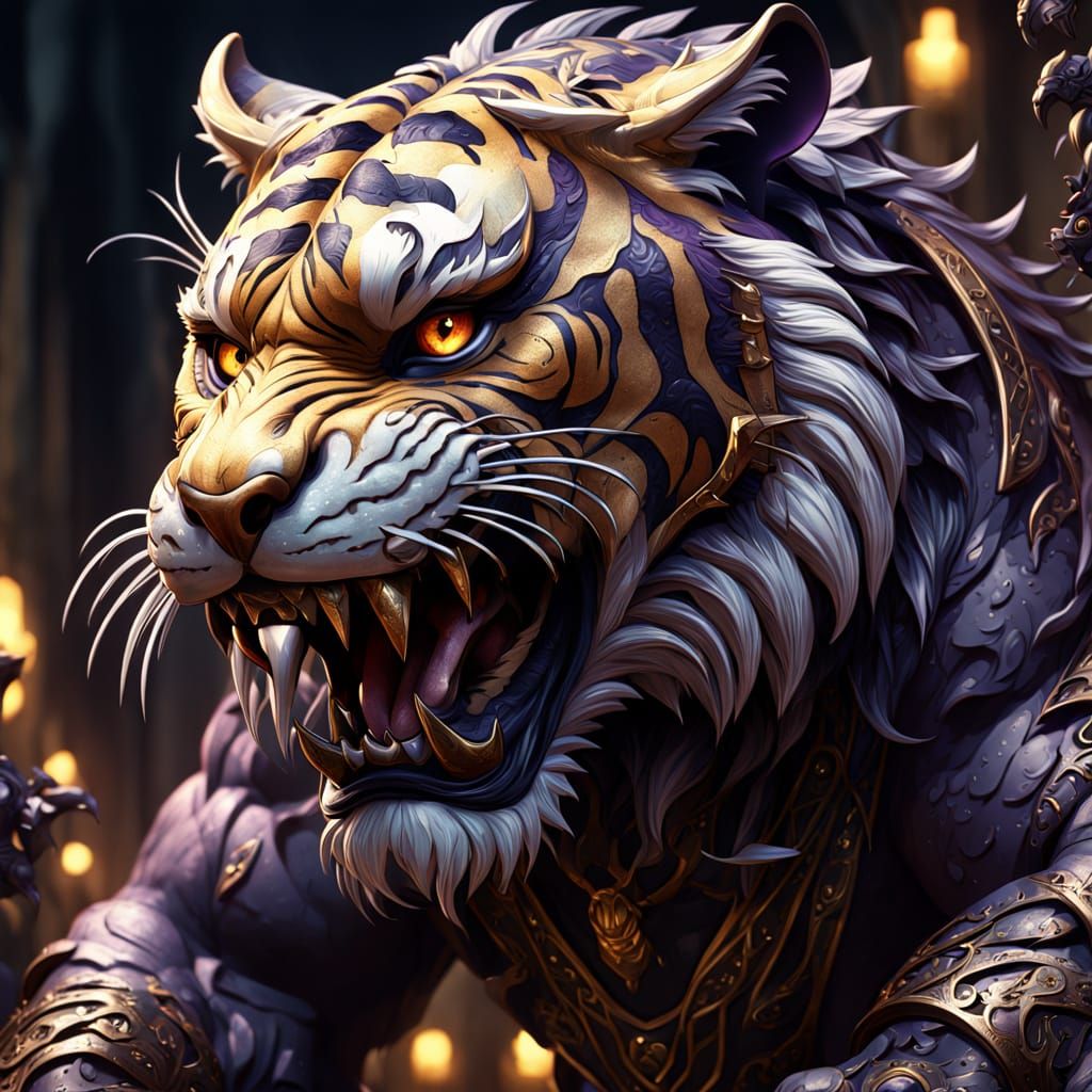 fierce snarling tiger body tattoo on upper arm